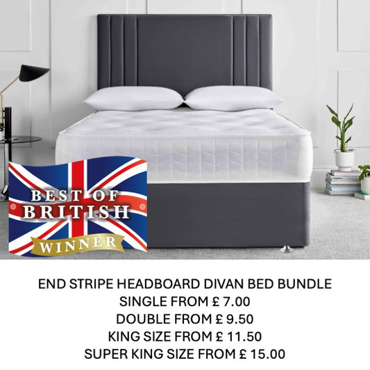 Divan Bed-Bundle - End Stripe Headboard