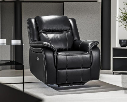 Galaxy Tech Power Recliner Amchair In Black Leather