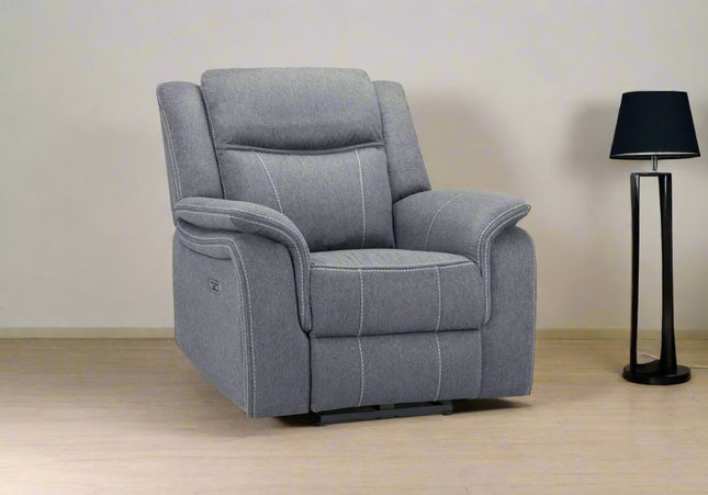 Galaxy Tech Power Recliner Amchair In Grey Fabric