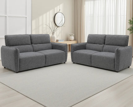 Ascot 3+2 Fabric Sofa Set – Charcoal