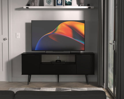 Hong Kong 2 Door 1 Drawer Wide TV Unit in Black Matt