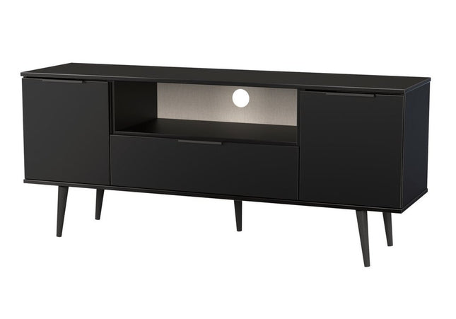 Hong Kong 2 Door 1 Drawer Wide TV Unit in Black Matt