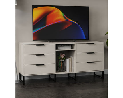 Hong Kong 6 Drawer TV Unit with legs in Kashmir Ash