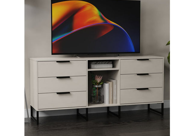 Hong Kong 6 Drawer TV Unit with legs in Kashmir Ash