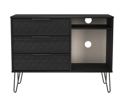 Harlequin 3 Drawer TV Unit with legs in Black Ash