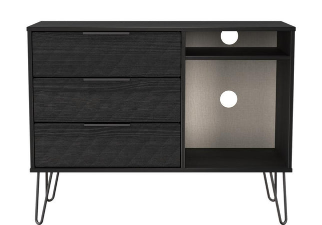 Harlequin 3 Drawer TV Unit with legs in Black Ash