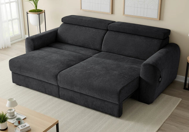 Dakota Electric Reclining 3 Seater Sofa Bed – Black