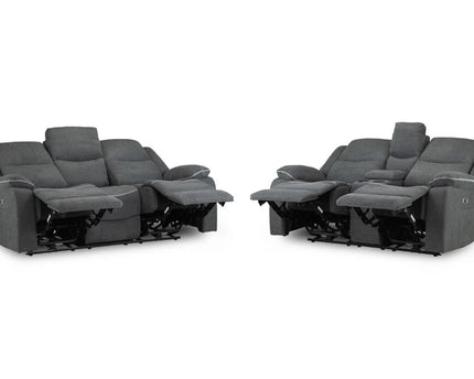 Harald Power Recliner 3+2 Sofa Set In Grey Fabric