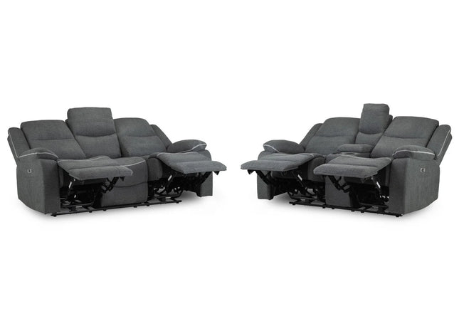 Harald Power Recliner 3+2 Sofa Set In Grey Fabric