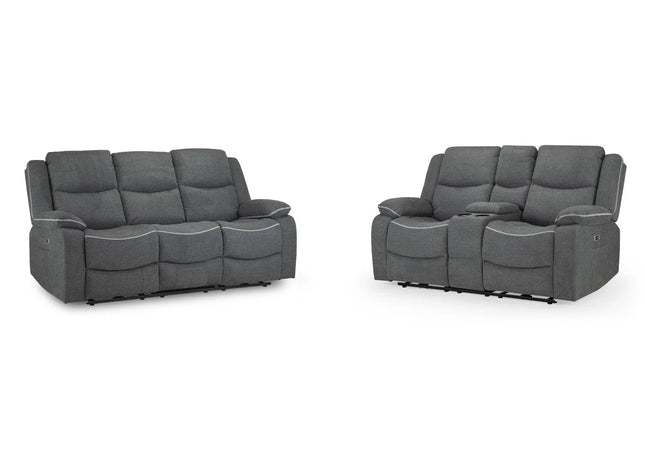 Harald Power Recliner 3+2 Sofa Set In Grey Fabric