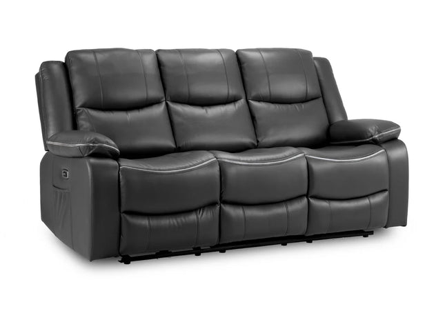 Harald Power Recliner 3 Seater Sofa In Black Leather