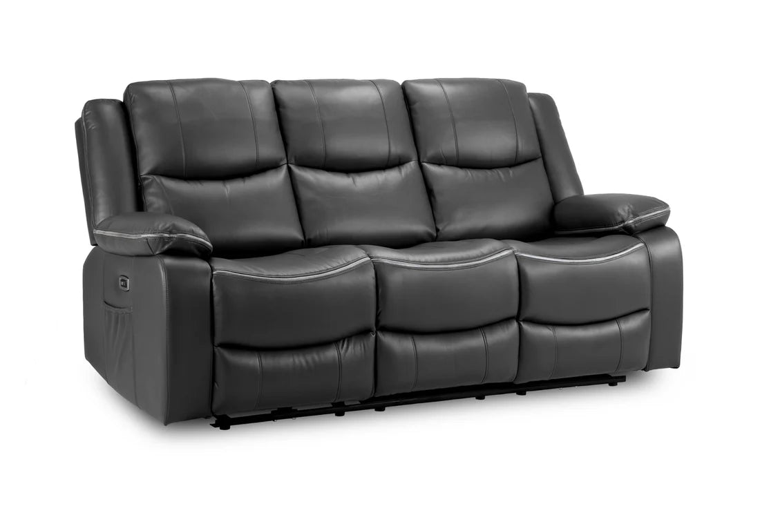 Harald Power Recliner 3 Seater Sofa - Black Leather