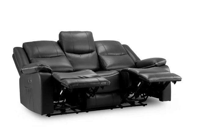 Harald Power Recliner 3 Seater Sofa In Black Leather
