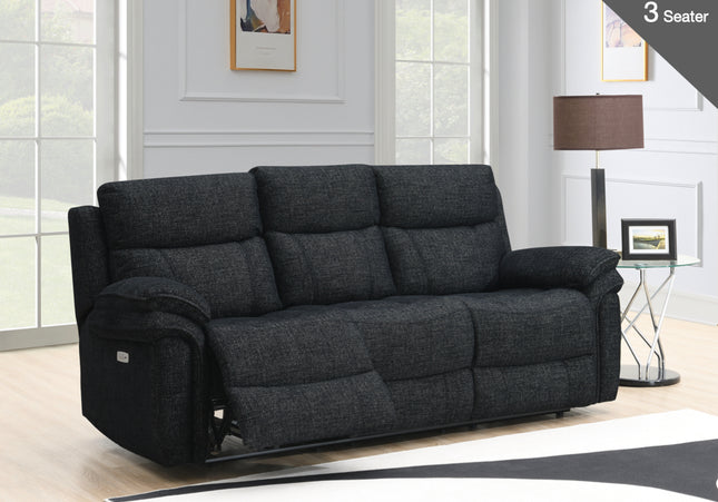 Harrow Power Recliner 3 Seater in Black