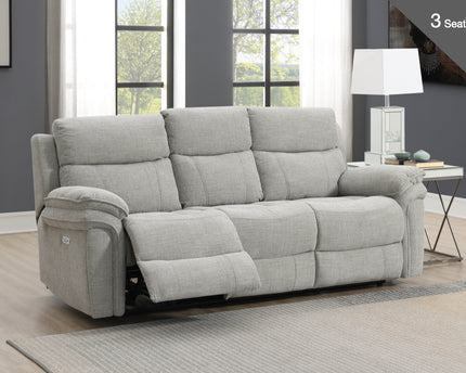 Harrow Power Recliner 3 Seater in Light Grey