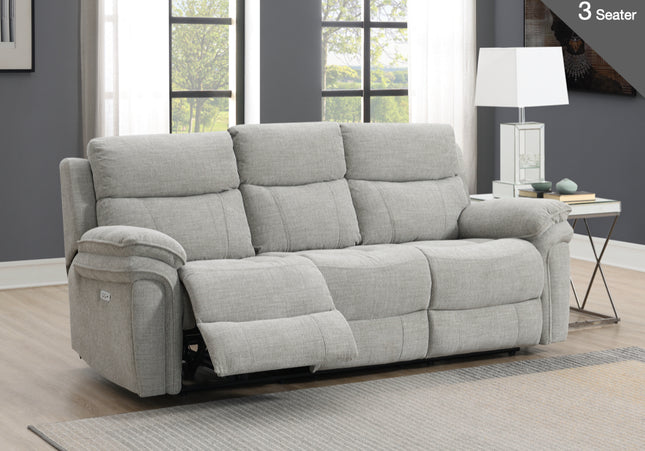 Harrow Power Recliner 3 Seater in Light Grey
