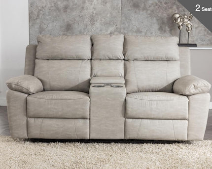 Huntington Power Recliner 2 Seater with Console in Silver Grey