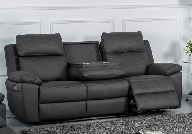 Huntington Power Recliner 3 Seater in Dark Grey