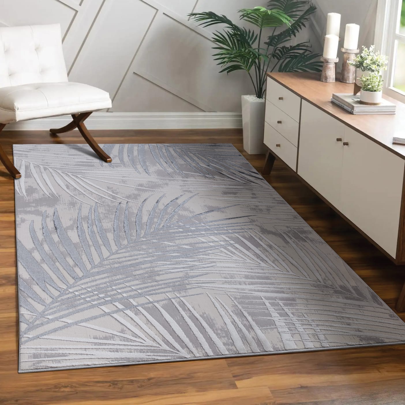 Opulence 412 Heatset Flosh Thick Soft Rug - Silver 120x170cm