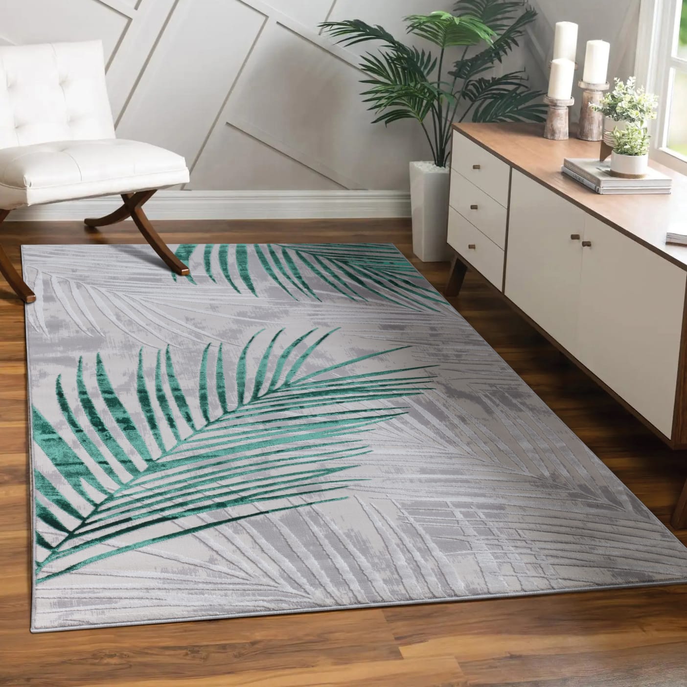 Opulence 412 Heatset Flosh Thick Soft Rug - Green 120x170cm