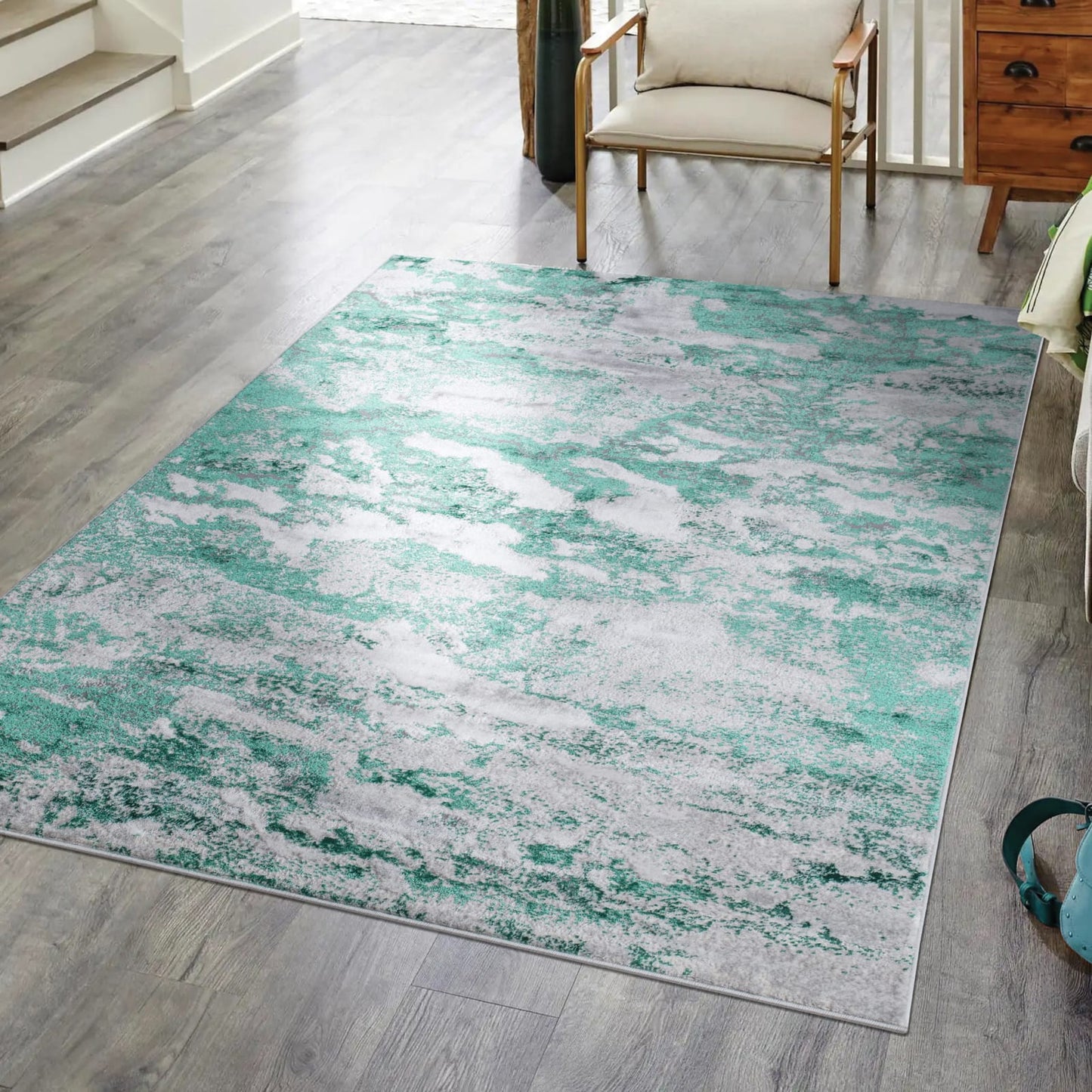 Opulence 414 Heatset Flosh Thick Soft Rug - Green 120x170cm