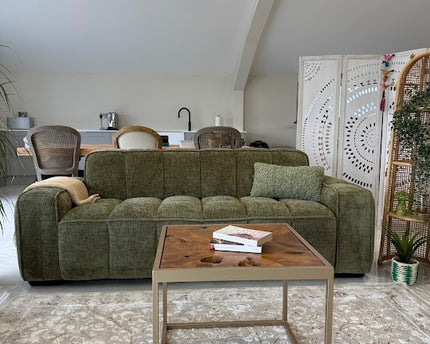 Paris Olive Fabric 3 Seater Sofa