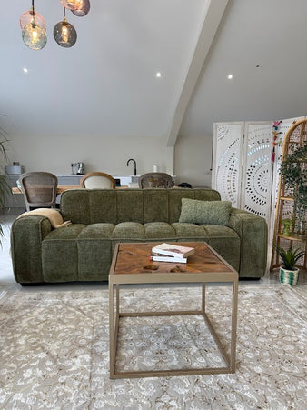Paris Olive Fabric 3 Seater Sofa