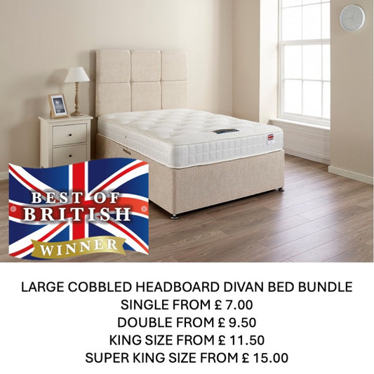 Divan Bed-Bundle - Large Cobbled Headboard
