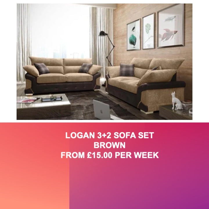 Logan 3&2 Seat Sofa Set - Brown