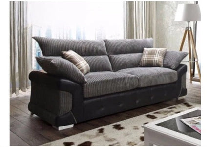 The Logan 3 seater, faux leather and fabric sofa is a strong, sturdy set of living room furniture that adds a modern, contemporary feel to your surroundings.