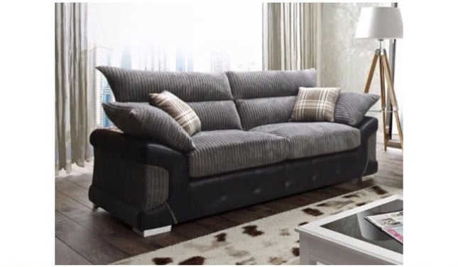 The Logan 3 seater, faux leather and fabric sofa is a strong, sturdy set of living room furniture that adds a modern, contemporary feel to your surroundings.