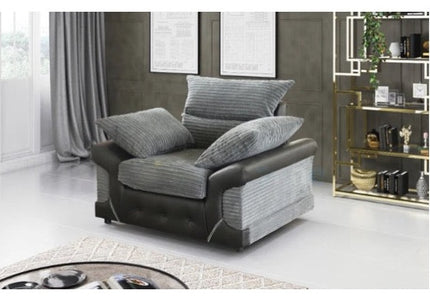 The Logan armchair, faux leather and fabric chair is a strong, sturdy set of living room furniture that adds a modern, contemporary feel to your surroundings.