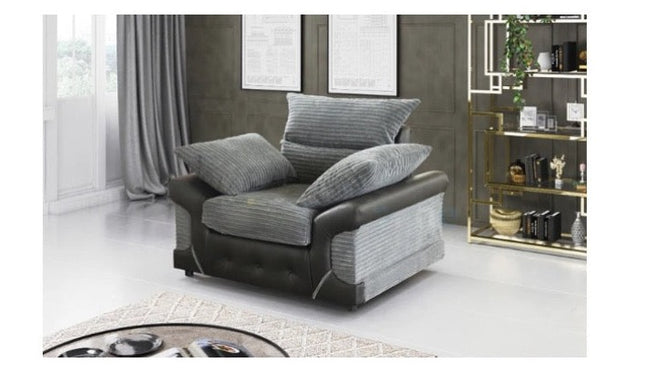 The Logan armchair, faux leather and fabric chair is a strong, sturdy set of living room furniture that adds a modern, contemporary feel to your surroundings.