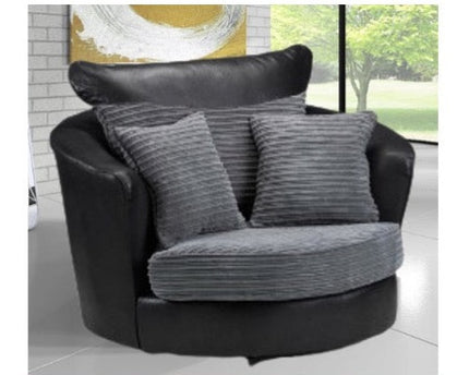 The Logan swivel chair, faux leather and fabric chair is a strong, sturdy set of living room furniture that adds a modern, contemporary feel to your surroundings.