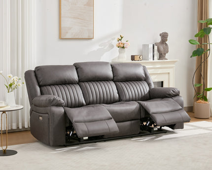 Avalon Tech 3 Seater Power Recliner Sofa In Charcoal