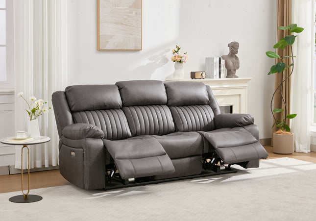 Avalon Tech 3 Seater Power Recliner Sofa In Charcoal