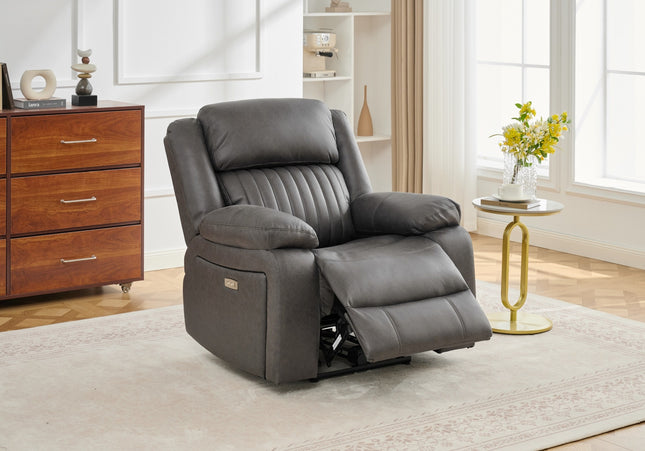 Avalon Tech Arm Chair Power Recliner In Charcoal