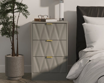Las Vegas 3 Drawer Bedside Table in Dusk Grey