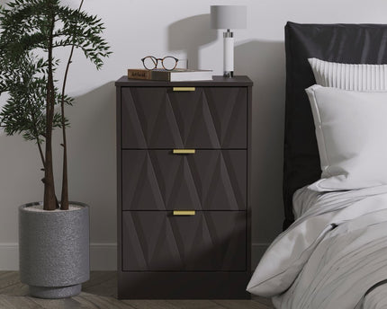 Las Vegas 3 Drawer Bedside Table in Graphite Black