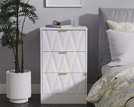 Las Vegas 3 Drawer Bedside Table in White Matt