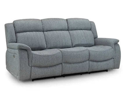 Lotus Power Recliner 3 seater - Grey Luxurious fabric, pillow-top armrests, and a smooth electric  recliner motion with plug outlets usb ports and drink holders 
