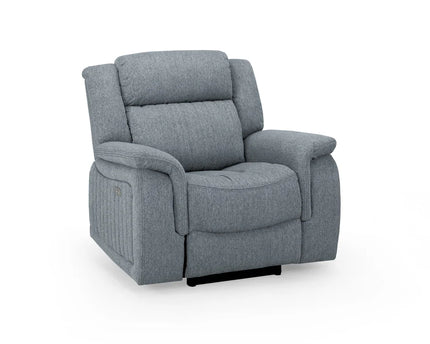 Lotus Power Recliner arm chair   - Grey Luxurious fabric, pillow-top armrests, and a smooth electric  recliner motion with  usb port 