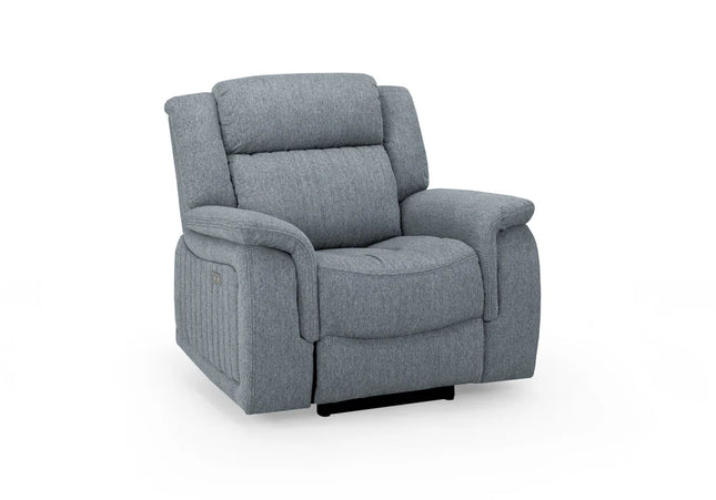 Lotus Power Recliner arm chair   - Grey Luxurious fabric, pillow-top armrests, and a smooth electric  recliner motion with  usb port 