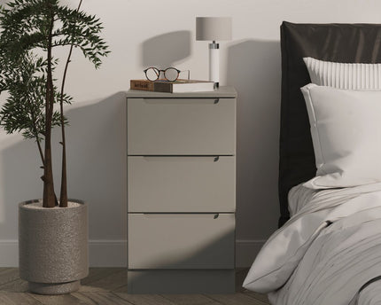 Milan 3 Drawer Bedside Table in Dusk Grey