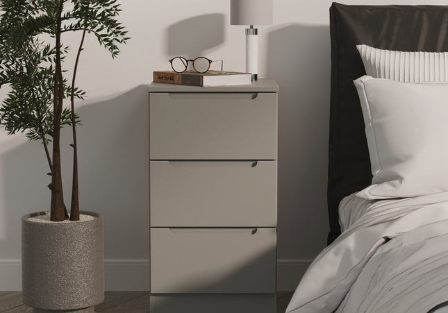 Milan 3 Drawer Bedside Table in Dusk Grey