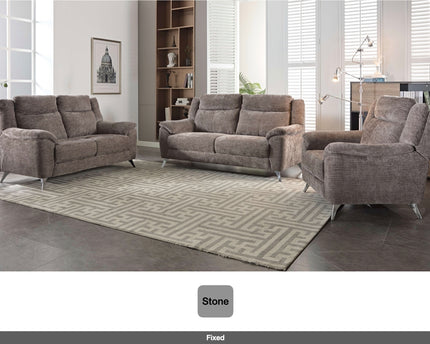 Monroe Fixed 3+2 Sofa Set in Stone