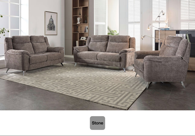 Monroe Fixed 3+2 Sofa Set in Stone