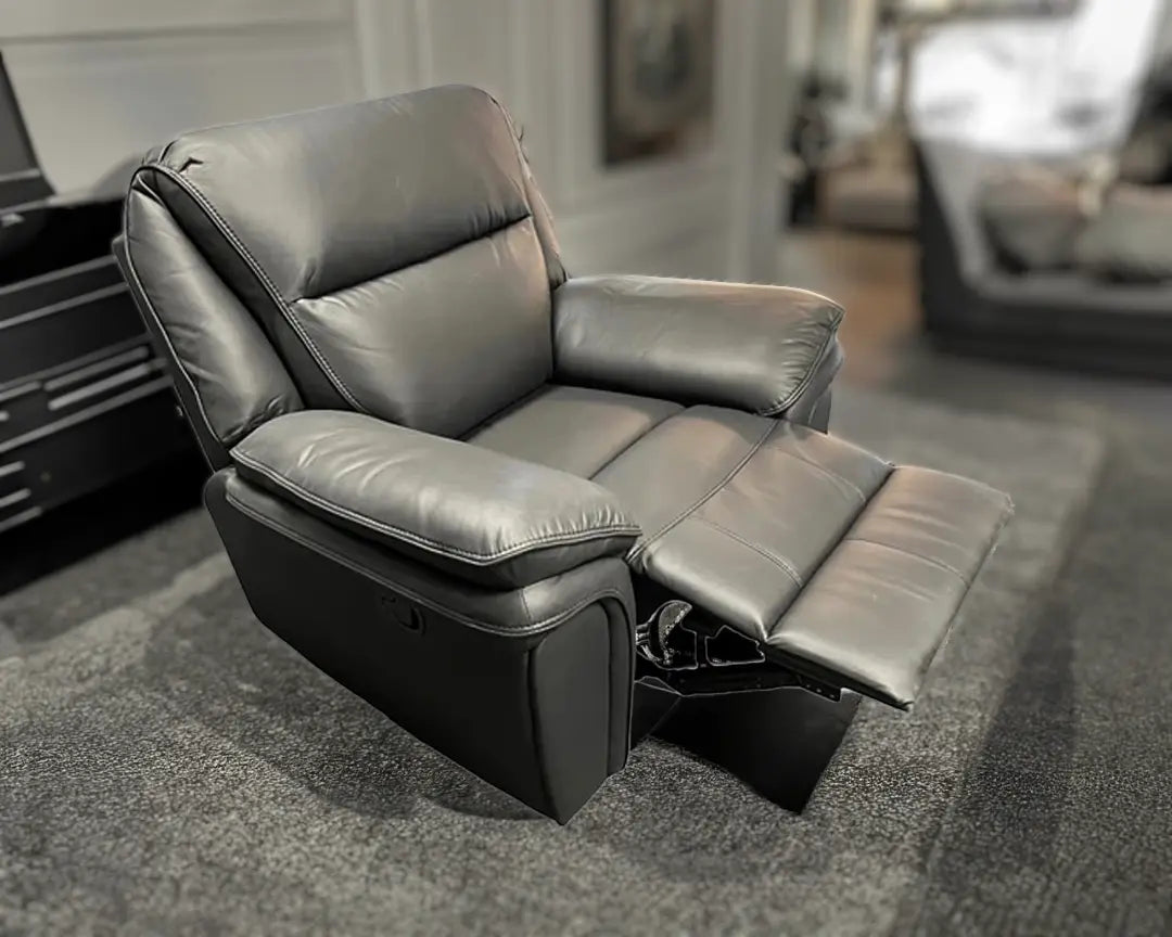 Montana Grey Leather Armchair Recliner