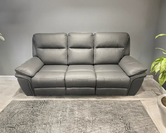 Montana Grey Leather 3 Seater Recliner