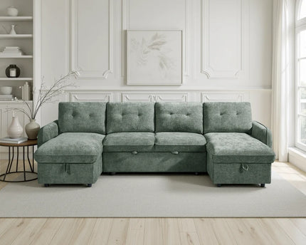 Moscow Green Sofabed U Shape Corner